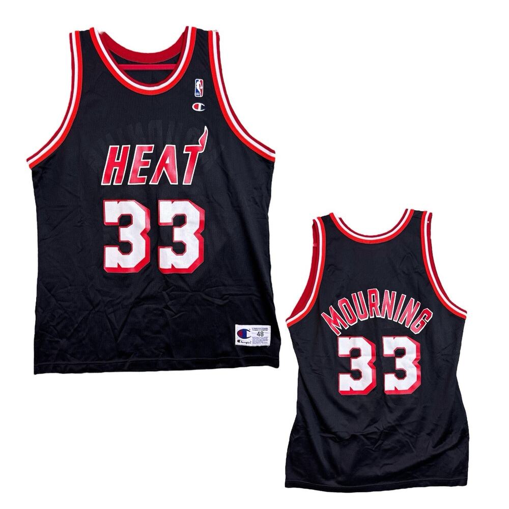 Vintage Alonzo Mourning Miami Heat Champion Jersey NBA Basketball Orange 48 / XL